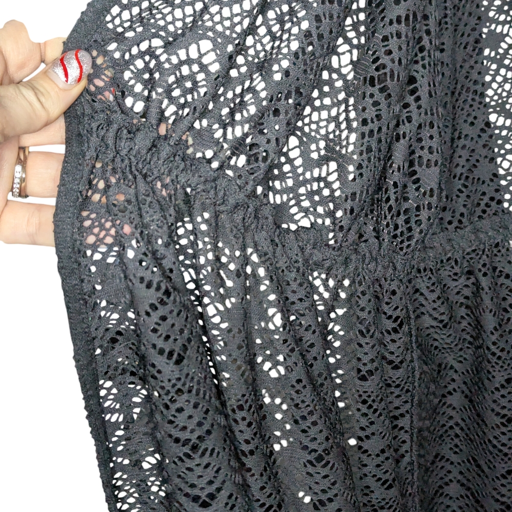 Torrid Size 2 Black Open Knit Lace Kimono Cardigan Swim Cover Up - Picture 7 of 12